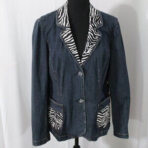 Dorothy's Creation Denim Jacket with Zebra Accents
